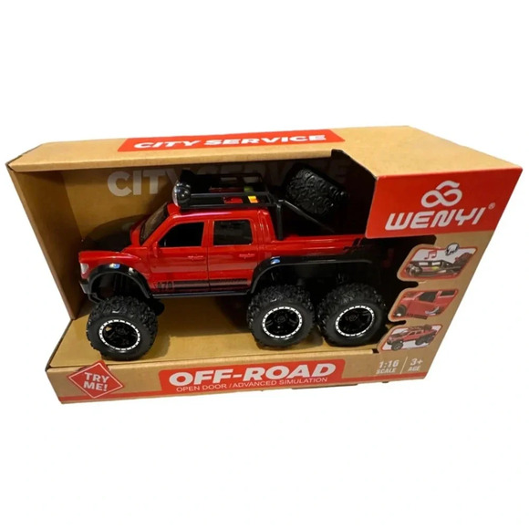 Wenyi Red Off Road Truck Friction Powered 1:16 Scale Sound Light  New - Picture 1 of 8